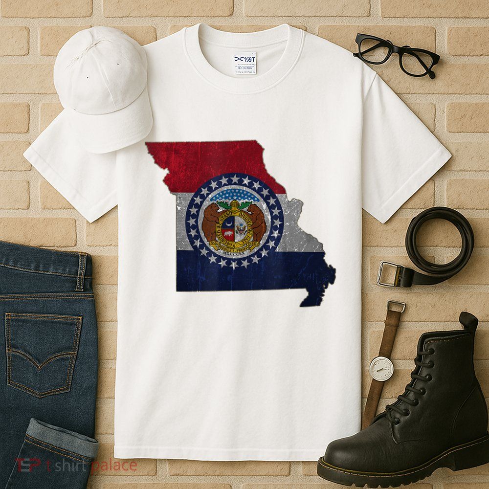 Missouri Map Flag State Distressed Tall T-Shirt