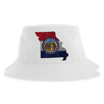 Missouri Map Flag State Distressed Sustainable Bucket Hat