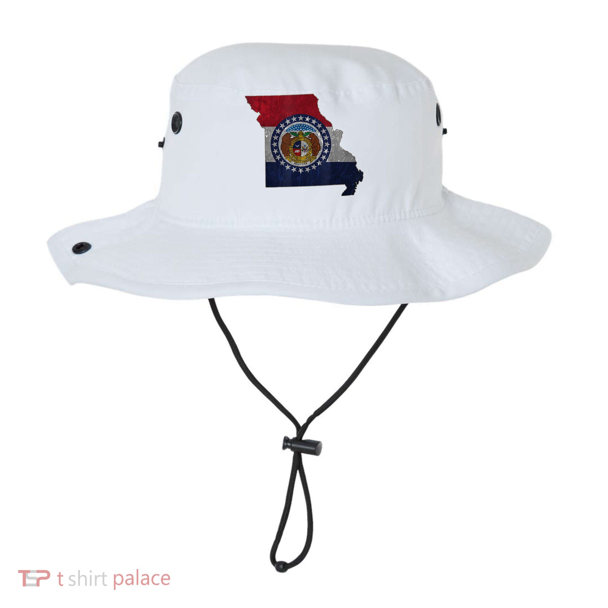 Missouri Map Flag State Distressed Bucket Hat