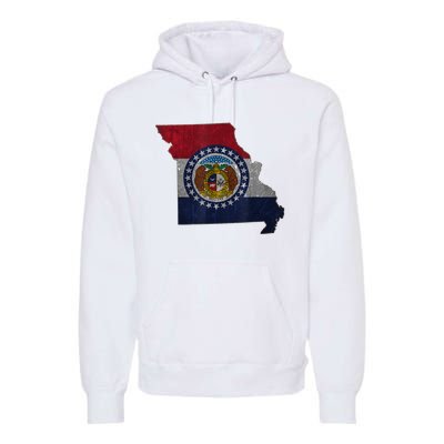 Missouri Map Flag State Distressed Premium Hoodie