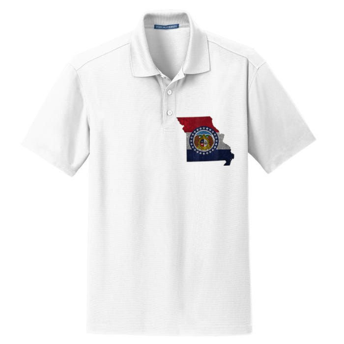 Missouri Map Flag State Distressed Dry Zone Grid Polo