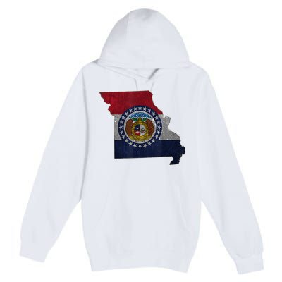 Missouri Map Flag State Distressed Premium Pullover Hoodie