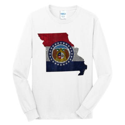 Missouri Map Flag State Distressed Tall Long Sleeve T-Shirt