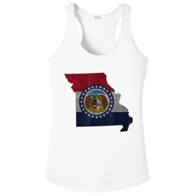 Missouri Map Flag State Distressed Ladies PosiCharge Competitor Racerback Tank