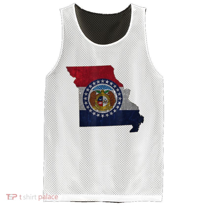 Missouri Map Flag State Distressed Mesh Reversible Basketball Jersey Tank