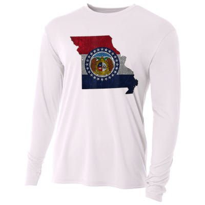 Missouri Map Flag State Distressed Cooling Performance Long Sleeve Crew