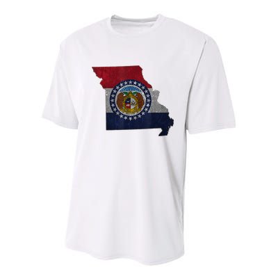 Missouri Map Flag State Distressed Youth Performance Sprint T-Shirt