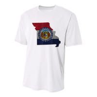 Missouri Map Flag State Distressed Youth Performance Sprint T-Shirt