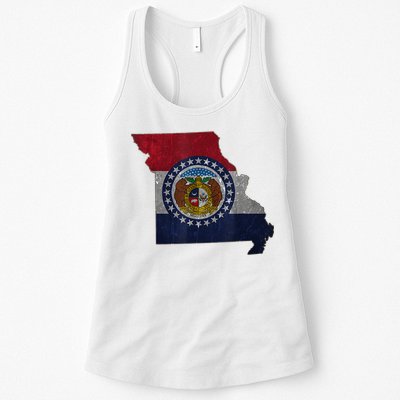 Missouri Map Flag State Distressed Womens Tank Top