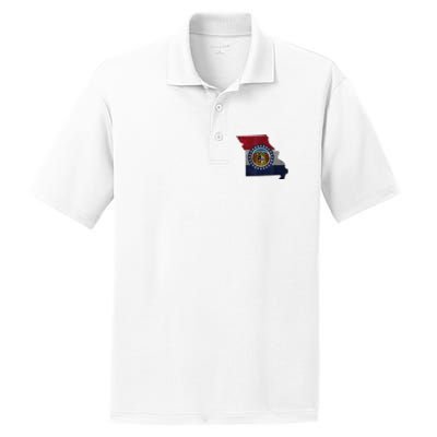 Missouri Map Flag State Distressed PosiCharge RacerMesh Polo