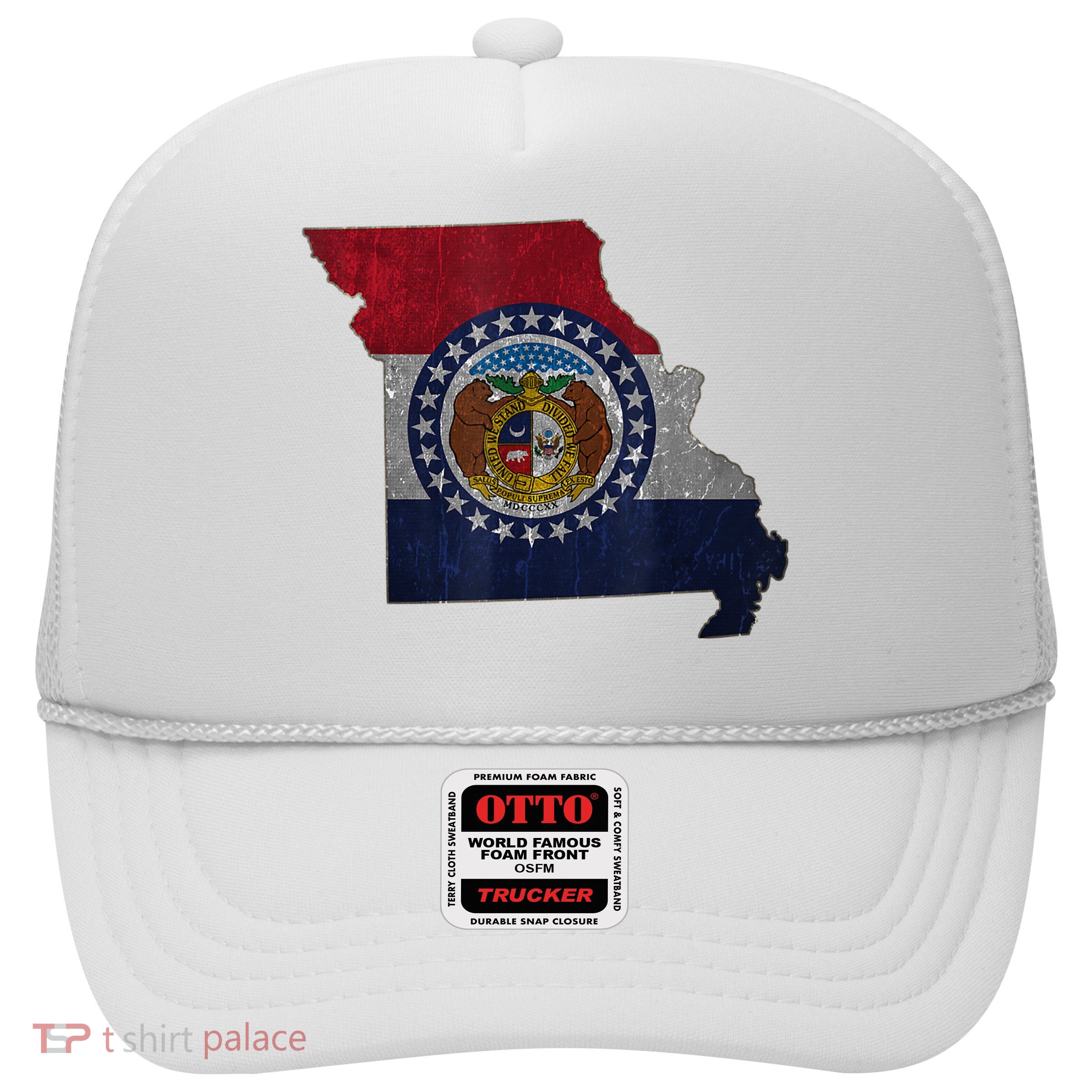Missouri Map Flag State Distressed Trucker Hat