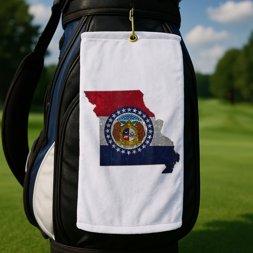Missouri Map Flag State Distressed Golf Towel