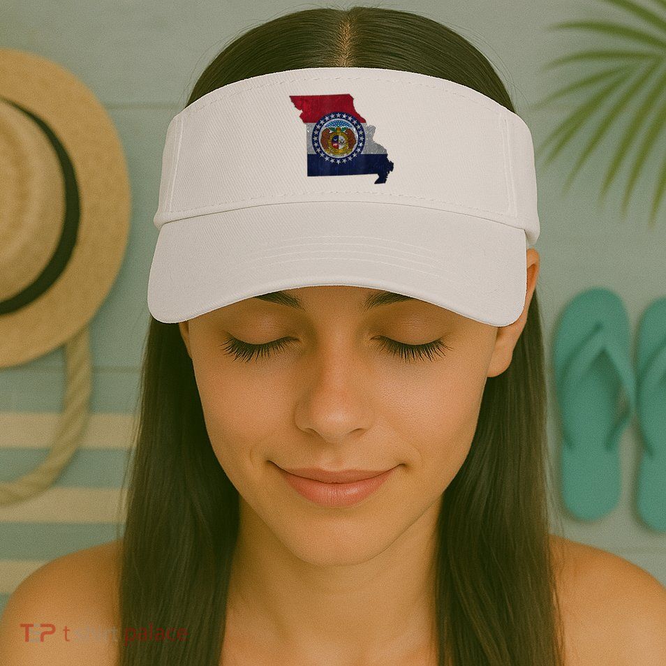 Missouri Map Flag State Distressed Visor