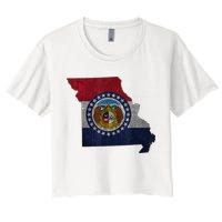 Missouri Map Flag State Distressed Crop Top