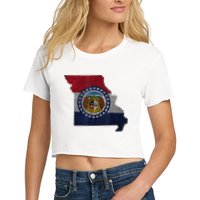 Missouri Map Flag State Distressed Crop Top