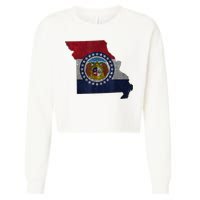Missouri Map Flag State Distressed Cropped Pullover Crew