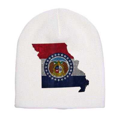 Missouri Map Flag State Distressed Short Acrylic Beanie