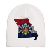 Missouri Map Flag State Distressed Short Acrylic Beanie