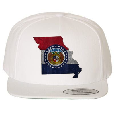 Missouri Map Flag State Distressed Wool Snapback Cap
