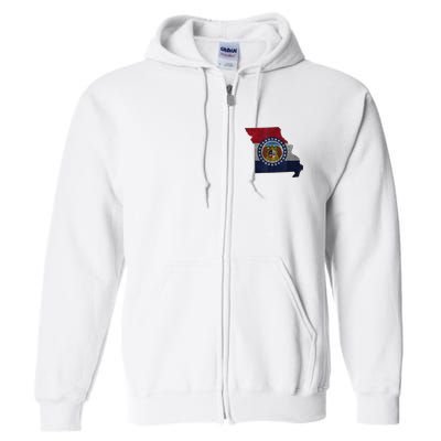 Missouri Map Flag State Distressed Full Zip Hoodie