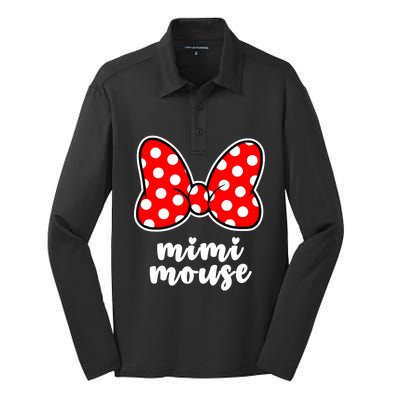 Mimi Mouse Family Vacation Bow Silk Touch Performance Long Sleeve Polo