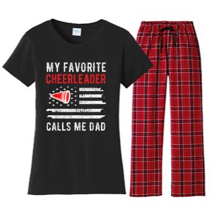 Mens My Favorite Cheerleader Calls Me Dad Cheerleading Cheer Dad Women's Flannel Pajama Set