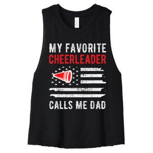 Mens My Favorite Cheerleader Calls Me Dad Cheerleading Cheer Dad Women's Racerback Cropped Tank