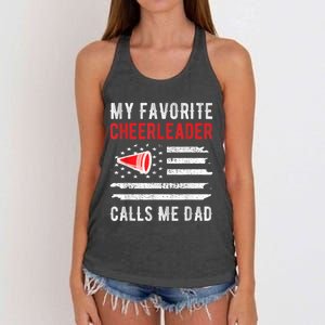 Mens My Favorite Cheerleader Calls Me Dad Cheerleading Cheer Dad Women's Knotted Racerback Tank