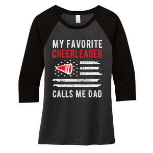 Mens My Favorite Cheerleader Calls Me Dad Cheerleading Cheer Dad Women's Tri-Blend 3/4-Sleeve Raglan Shirt