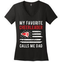 Mens My Favorite Cheerleader Calls Me Dad Cheerleading Cheer Dad Women's V-Neck T-Shirt