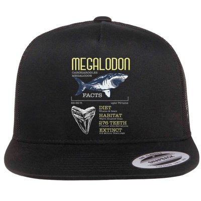 Megalodon Meg Facts Funny Shark Lover Flat Bill Trucker Hat