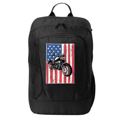 Motorcycle Men Gift Idea Biker American Flag Motorcycle City Backpack