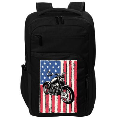 Motorcycle Men Gift Idea Biker American Flag Motorcycle Impact Tech Backpack