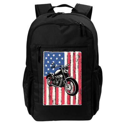 Motorcycle Men Gift Idea Biker American Flag Motorcycle Daily Commute Backpack