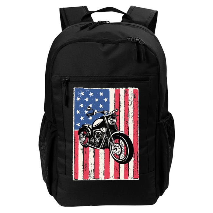 Motorcycle Men Gift Idea Biker American Flag Motorcycle Daily Commute Backpack