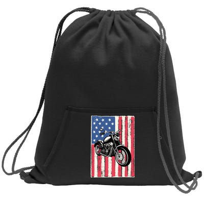 Motorcycle Men Gift Idea Biker American Flag Motorcycle Sweatshirt Cinch Pack Bag