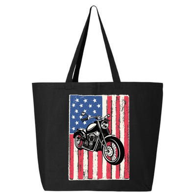 Motorcycle Men Gift Idea Biker American Flag Motorcycle 25L Jumbo Tote