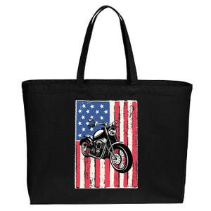 Motorcycle Men Gift Idea Biker American Flag Motorcycle Cotton Canvas Jumbo Tote