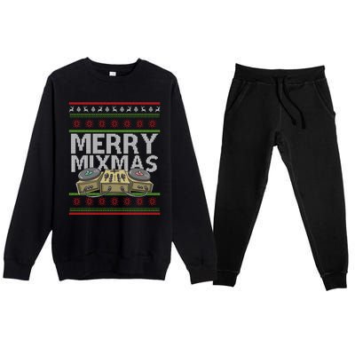 Merry Mixmeaningful Giftmas Santa Dj Christmas Disc Jockey Music Gift Cool Gift Premium Crewneck Sweatsuit Set