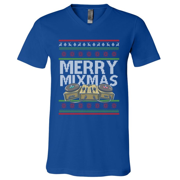 Merry Mixmeaningful Giftmas Santa Dj Christmas Disc Jockey Music Gift Cool Gift V-Neck T-Shirt