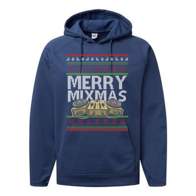 Merry Mixmeaningful Giftmas Santa Dj Christmas Disc Jockey Music Gift Cool Gift Performance Fleece Hoodie