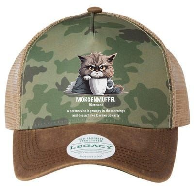 Morgenmuffel Morning Grouch Cute Grumpy In Morning Cat Wake Legacy Tie Dye Trucker Hat