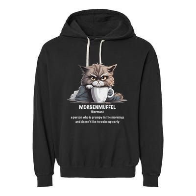 Morgenmuffel Morning Grouch Cute Grumpy In Morning Cat Wake Garment-Dyed Fleece Hoodie