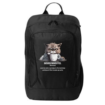 Morgenmuffel Morning Grouch Cute Grumpy In Morning Cat Wake City Backpack
