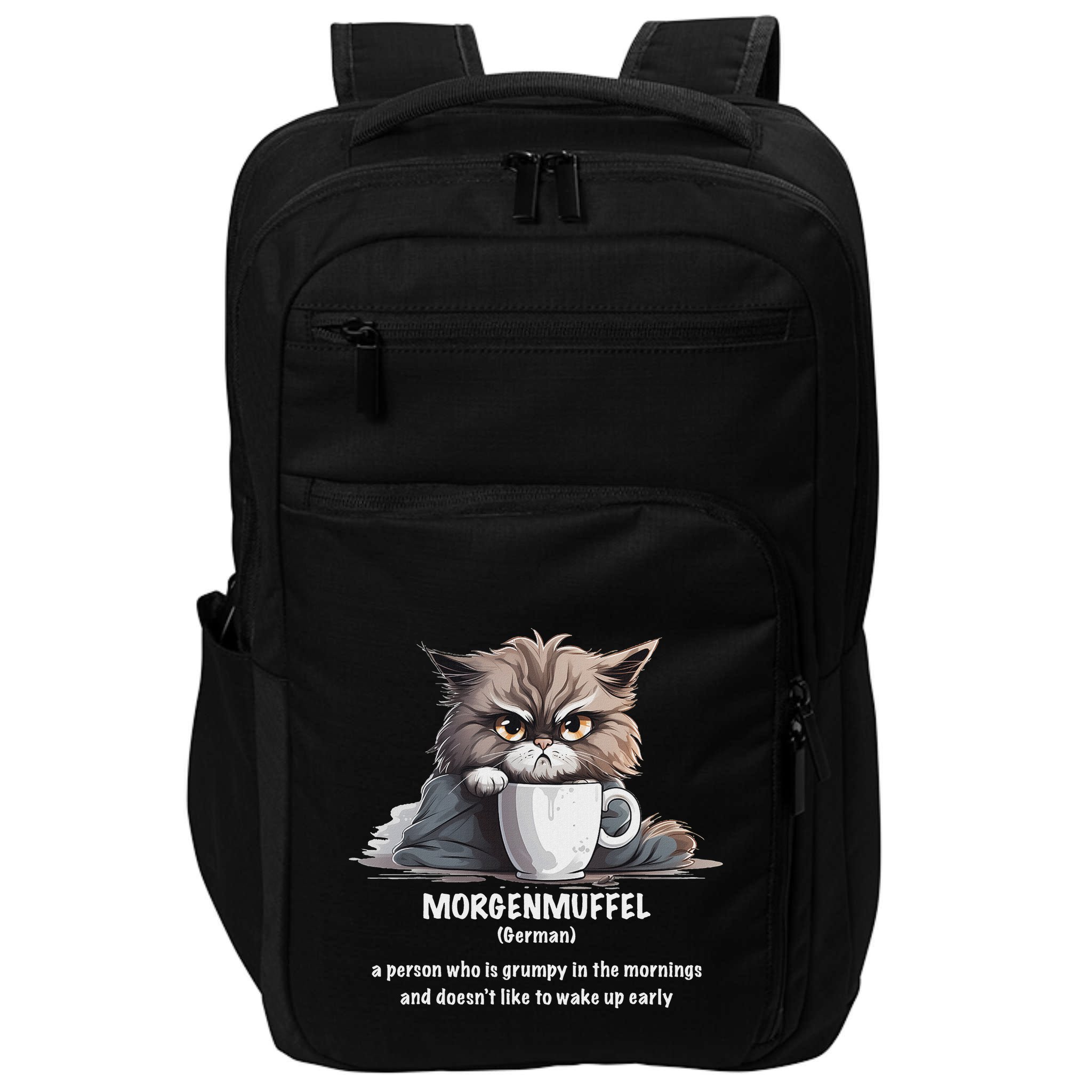 Morgenmuffel Morning Grouch Cute Grumpy In Morning Cat Wake Impact Tech Backpack