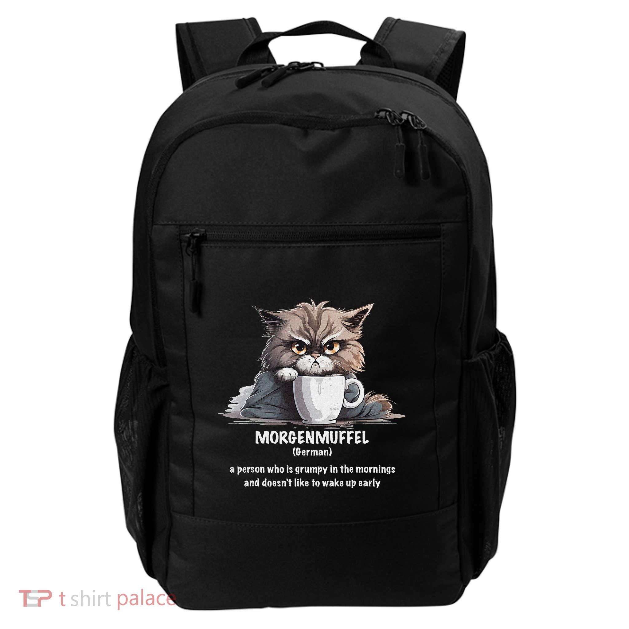 Morgenmuffel Morning Grouch Cute Grumpy In Morning Cat Wake Daily Commute Backpack