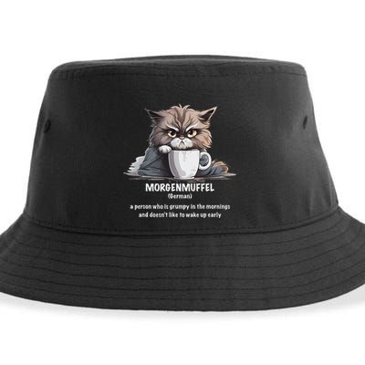 Morgenmuffel Morning Grouch Cute Grumpy In Morning Cat Wake Sustainable Bucket Hat
