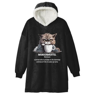 Morgenmuffel Morning Grouch Cute Grumpy In Morning Cat Wake Hooded Wearable Blanket