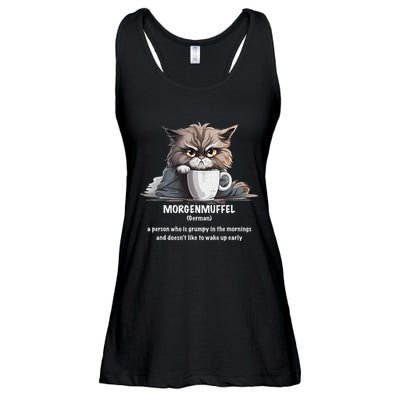 Morgenmuffel Morning Grouch Cute Grumpy In Morning Cat Wake Ladies Essential Flowy Tank