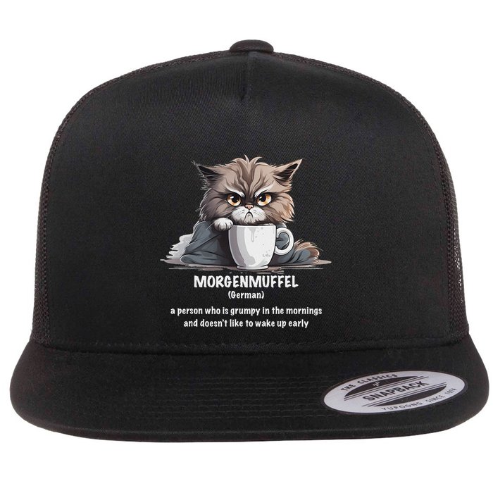 Morgenmuffel Morning Grouch Cute Grumpy In Morning Cat Wake Flatbill Hat